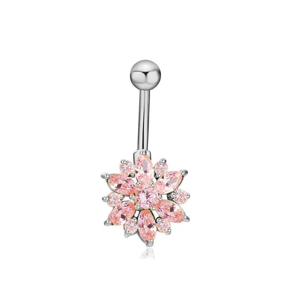 Nombril Bell Bouton Anneaux 10 Couleurs Pour Option Antiallergique Fleurs Mignonnes Ventre Cz Femmes Sexy Bijoux De Corps Dangle Piercing 869 Goutte De Dhhnf