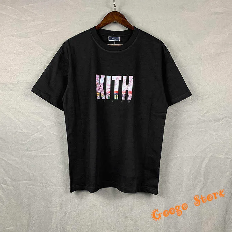 Men's T-Shirts Tokyo Limited Edition KITH T-shirt Men Women 1 1 Top Quality Cherry Blossoms Print KITH TEE Oversized Short Sleeve Inside Tag G230202