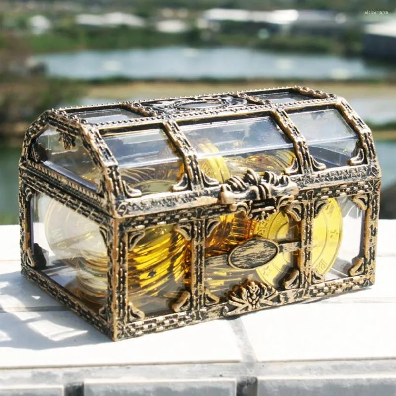 Smycken påsar vintage transparent arrangör för örhängen pärlor makeup pirat skatt lagringslåda godis prydnad kristallhållare