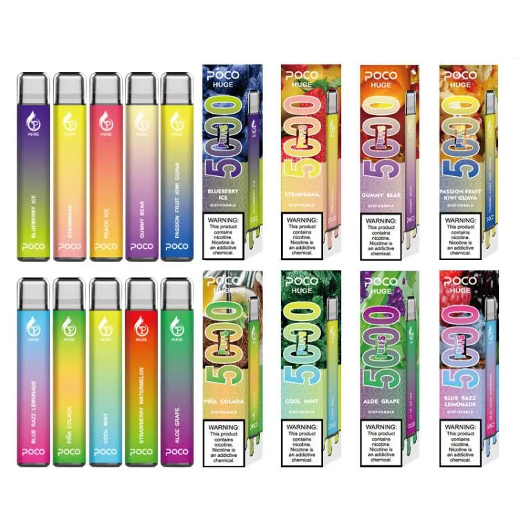 Poco énorme 0% 2% Cigarette Eletronic Original Mesh Coil 5000 bouffées Cartouche de stylo vape jetable Rechargeable 15ML 10 Flavors Device Stylo vaporisateur Vaporisateur