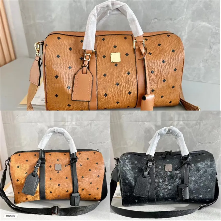 Erkekler Duffle Bag Seyahat Duffel Bags Erkek Tasarımcı Çanta Tote Çanta Bagaj Tote Omuz Kayışı Mektubu Baskı Kadın Deri Çantalar McMB Çanta Cüzdanları