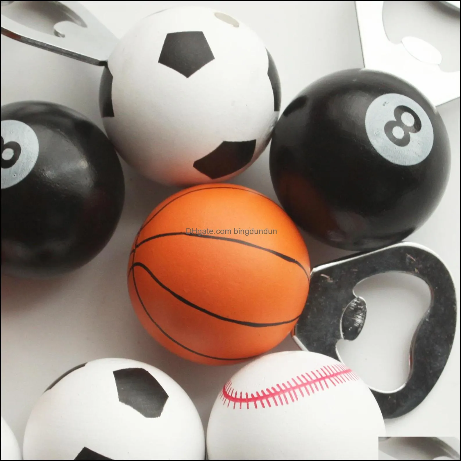 Ouvre-bar Accessoires Ouvre-bouteille Aimant Sphérique Avec Manche En Bois Quatre Styles Disponibles Basketball Billard Football Softba Dhphm