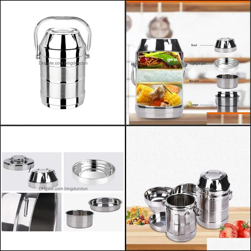 Dinware sets 1.5L roestvrij staal vacu￼m aangegeven vat lunchbox grote capaciteit mtilayer draagbare schoolkantoor cam drop leveren dhf8a