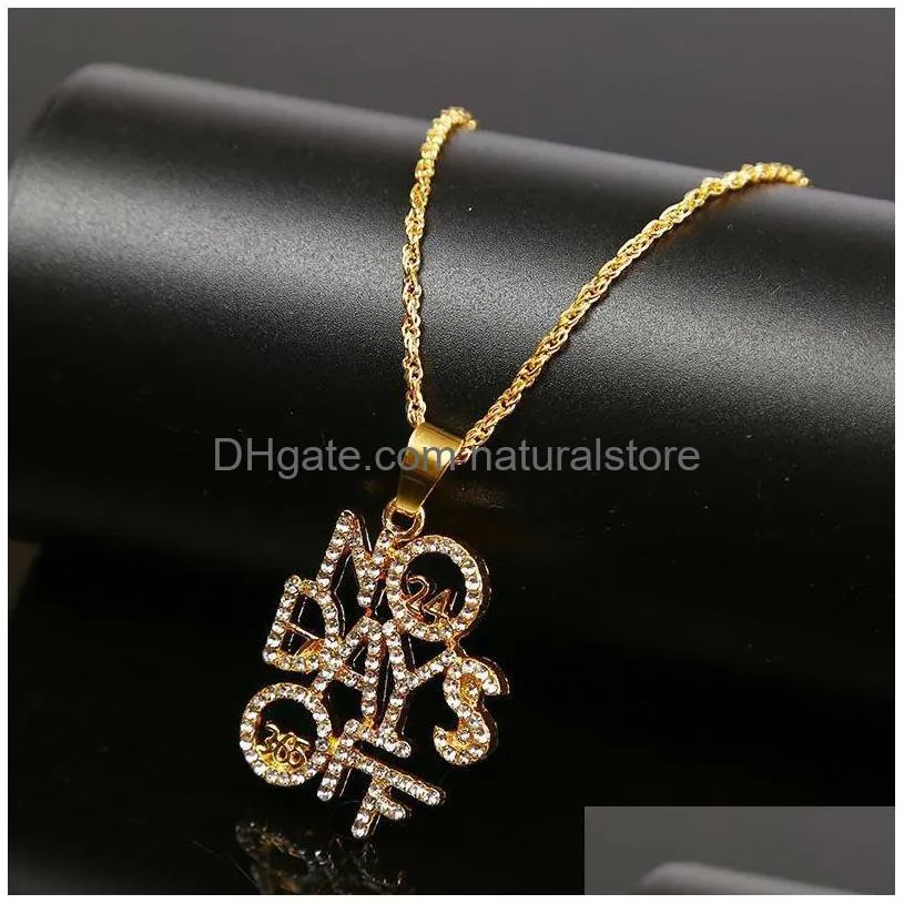 Colares pendentes Declara￧￣o da moda Menino Homens Gold Crystal Colar Crystal Colar New Hip Hop Bling Iced O Out Chain Jetwer Drop Deliver