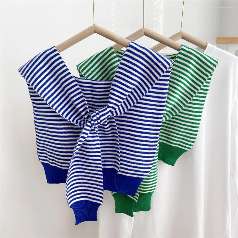 Bow Ties Summer Striped Shawl Women's Shirt Detachable Collars Blouse Tops Removable Shoulder Wraps Girls Fake Collar Decor