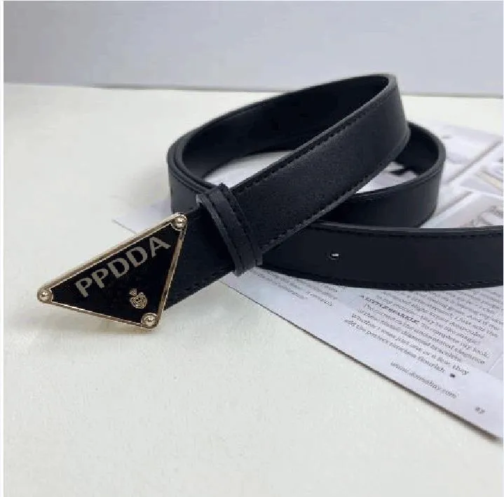 Classic men's belt female designer belt triangle metal buckle leather leather width 3.6Cm casual fashion