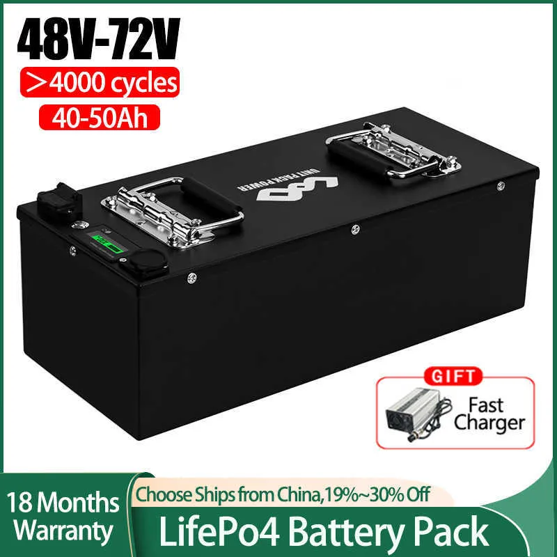 48V 40AH 50AH LIFEPO4 Batteripaket Grand A-celler Litiumjärnfosfat Bulit-in BMS Uppladdningsbart batteri för båtmotorssol