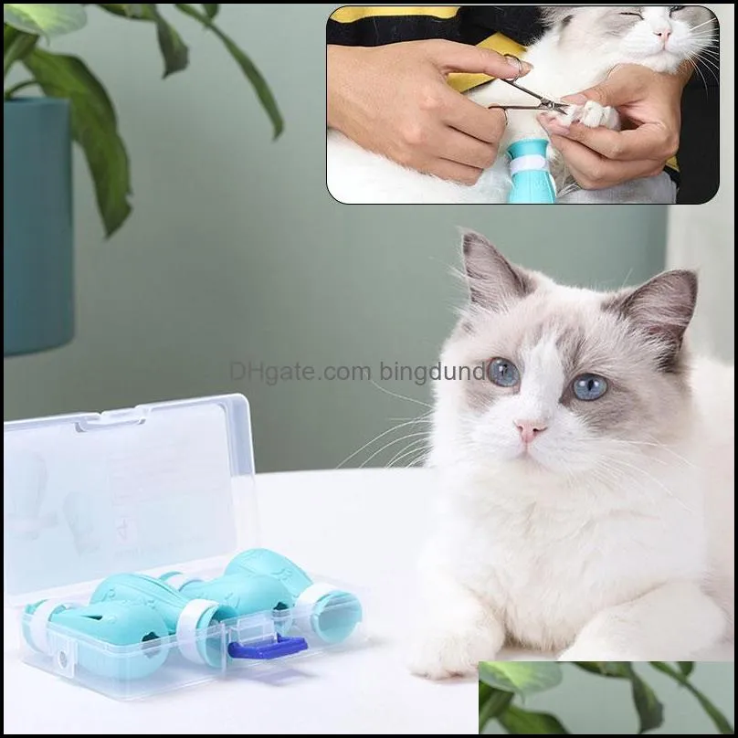 Cat Grooming Pet Foot Ers Scarpe antigraffio per gatti Stivali Petcat regolabili Bagno Lavaggio Artiglio Zampa Er Protezione Forniture per animali Drop D Dhayv