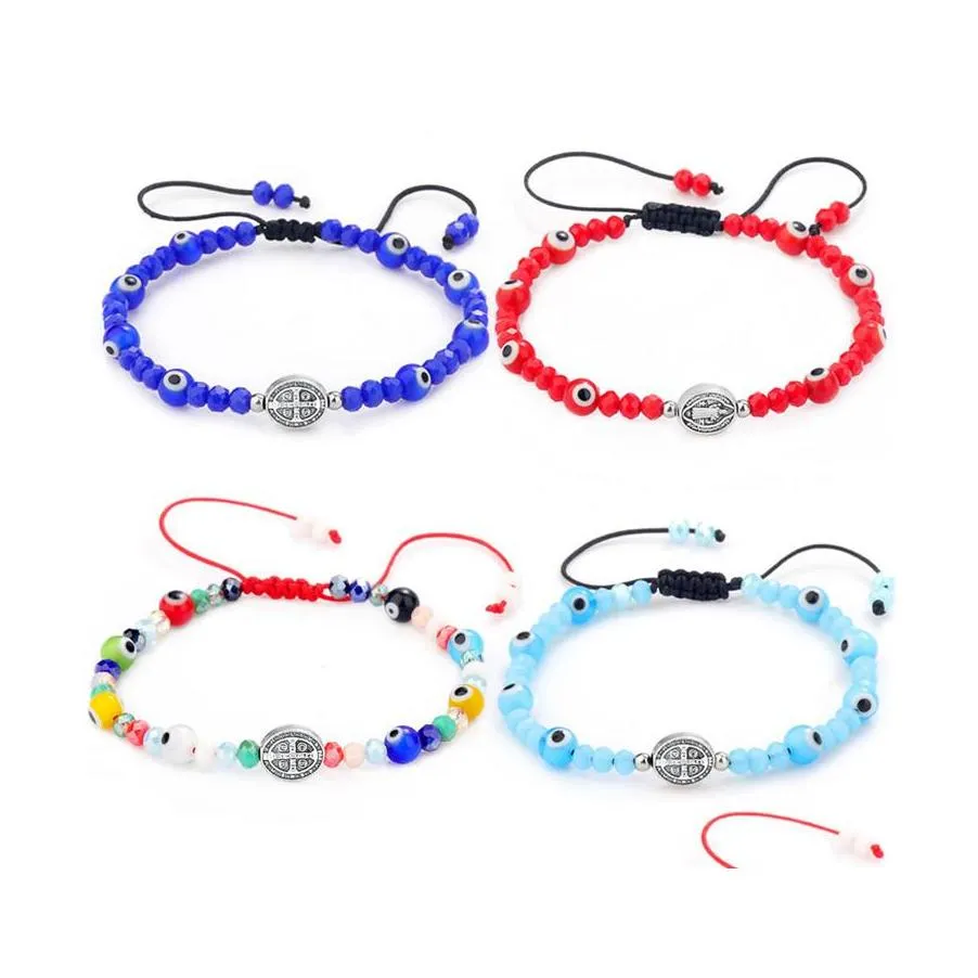 Link Chain Religious Charms Bracelet Link Pseras Lucky Turkish Evil Blue Eye Beads Friendship Jewelry Drop Delivery Bracelets Otaie