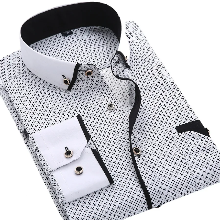 قمصان رجالية أزياء رجالية عادية بأكمام طويلة مطبوعة قميص سليم صالح ذكر الأعمال الاجتماعية اللباس قميص ماركة ملابس رجالية لينة مريحة 230201