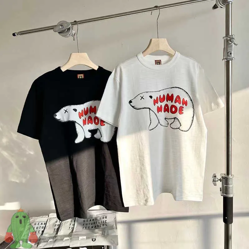 Herr t-shirts mänskliga tillverkade t-shirts högkvalitativa män kvinnor besättning nacke isbjörn tryck topp tee g230202