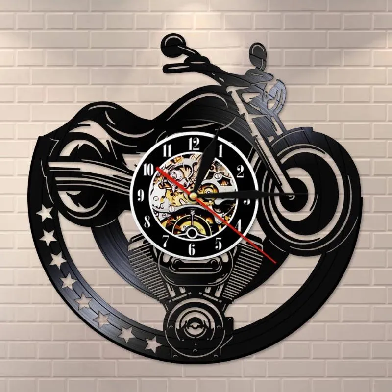 Wall Clocks Motorcycle Clock Accessories Retro Record Modern Design For Living Room Home Decoration Gift