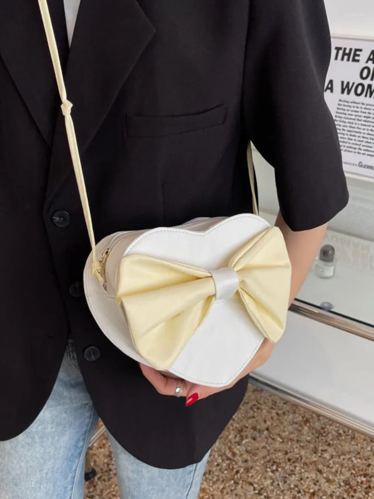 Evening Bags Xiuya Sweet Bow Tie Shoulder Bag 2023 Fashion Korean Style Cute Crossbody For Women Trendyol All-match PU Leather Coin Purse