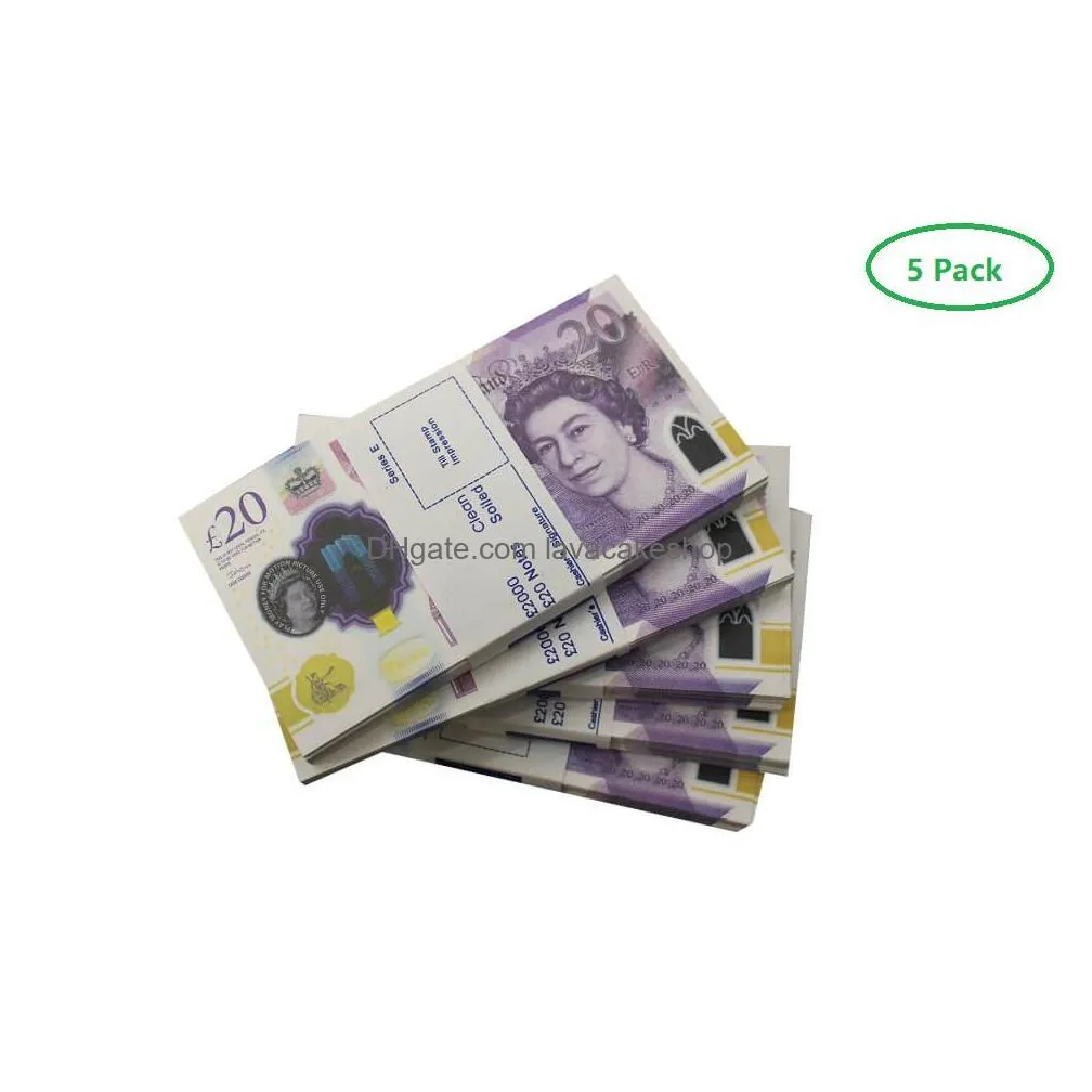 Inne świąteczne zapasy imprezowe 50 rozmiar replika US Fake Money Kids Gra zabawka lub rodzinny papier Kopia UK Banknote 100pcs Pack Practic Dhxclbir1