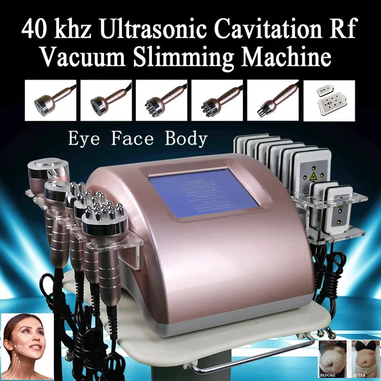 Slankmachineapparatuur 6 in 1 draagbaar gezichtslift Vet Verminder radiofrequentie huidverstrakking vacuüm 40k liposlim cavitatie lichaamsvorm lipo laser