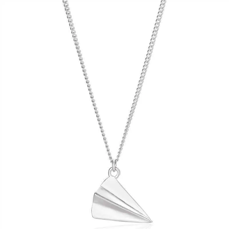 Pendentif Colliers TN102 Mignon Papier Avion Pendentif Collier En Argent Sterling Colliers 925 pour Femmes G230202