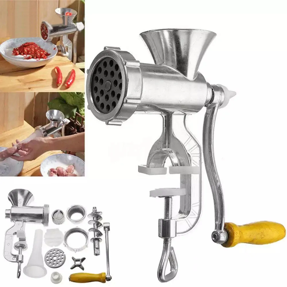 Outils de fruits et légumes Hachoir à viande manuel 304 Machine de remplissage de remplissage de saucisses en acier inoxydable Support de poulet de boeuf de porc avec deux bouches de lavement pour la cuisine 230201