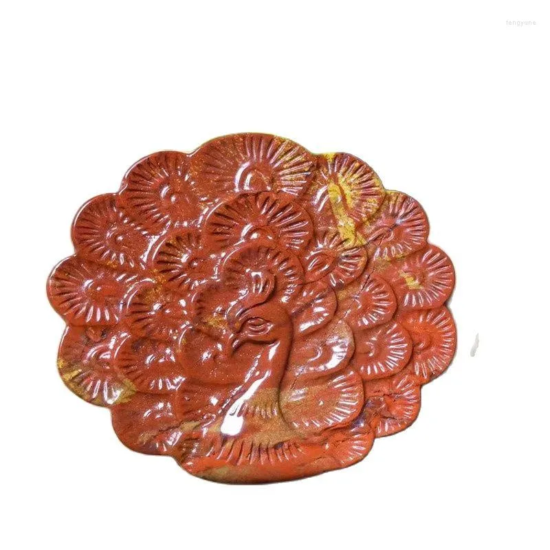 Pendentif Colliers Belles sculptures en cristal États de guerre naturels Agate rouge sculptée à la main Collier de paon en pierre Bijoux de mode Cadeaux 1pcs