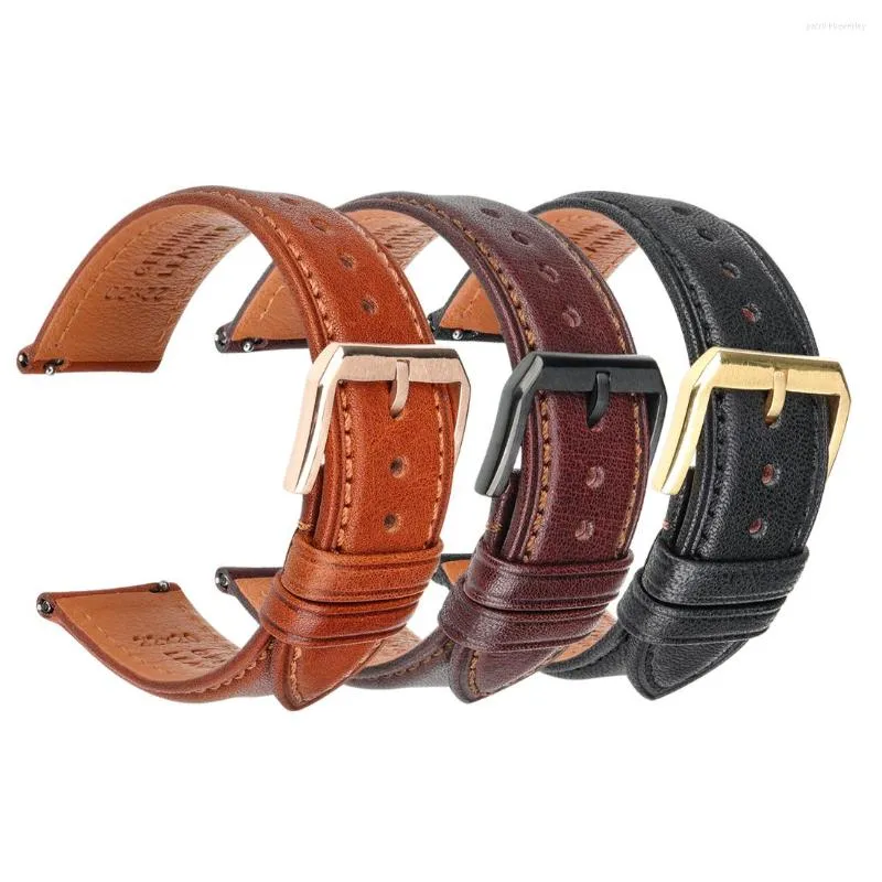 Bekijk bands maikes band luxe echte lederen banden horlogebanden 18 mm 22 mm 24 mm vrouwen mannen bruine zwarte riem accessoires