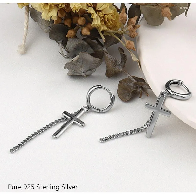 Backs Earrings 925 Sterling Silver Female Cross Earring Ring Excellent Trendy Temperament Long For Woman Girl Fashion Sweet Jewelry