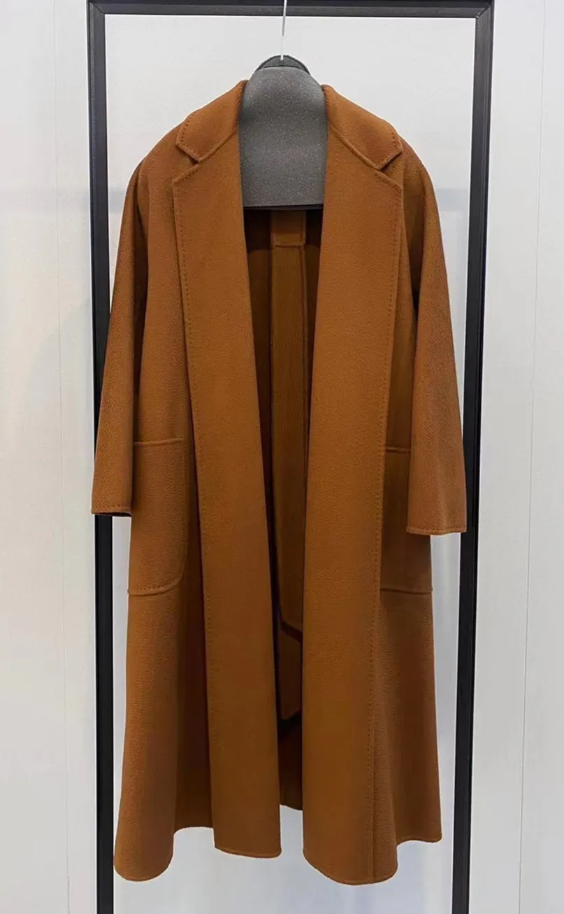 cos tobacco coat Tobacco Women Bathrobe 100% Cashmere Long Coat with Belt Closure and Lapel  Neck from Dhgate Women's Wool & Blends