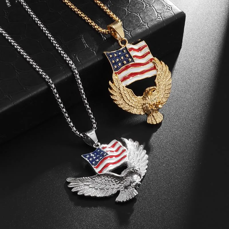 Collares colgantes Clásico Retro Moda Bandera Americana Flying Eagle Collar para hombres Símbolo Street Joyería Accesorios