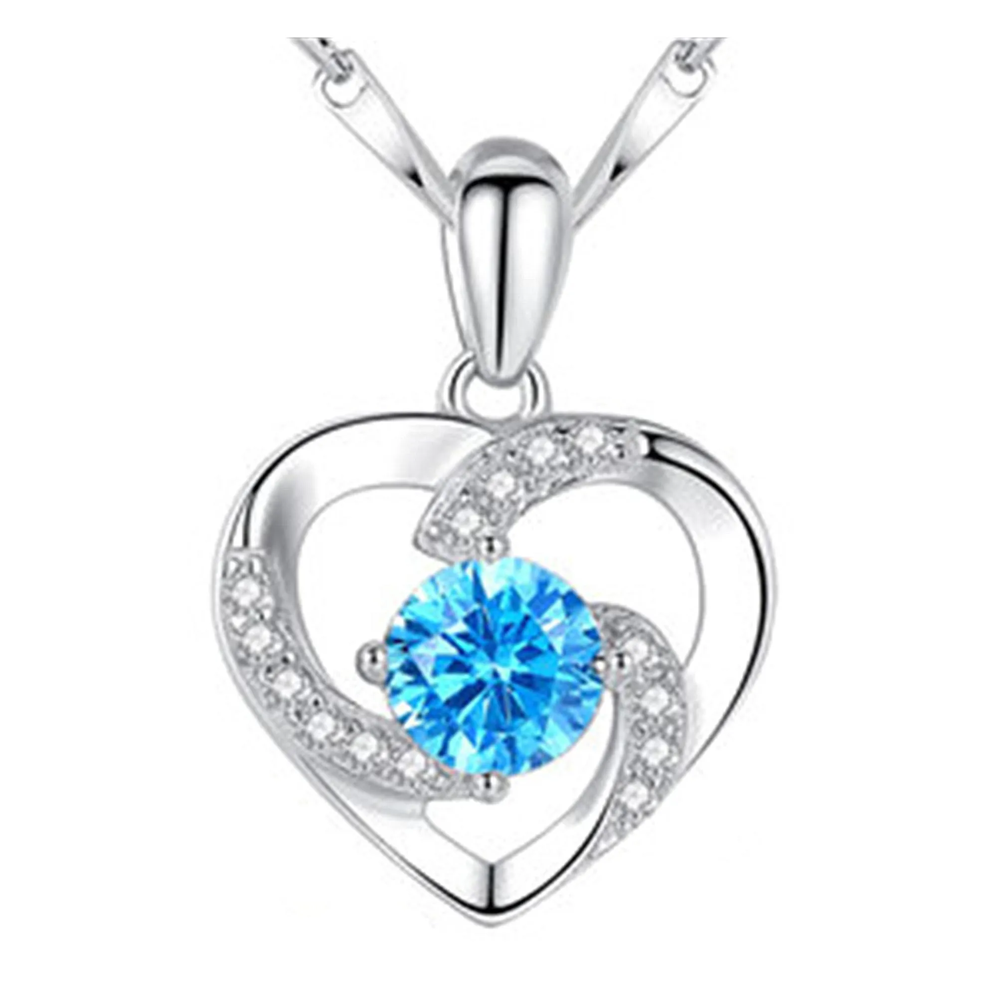 Pendant Necklaces Romantic Heart Necklace Couple Zircon Clavicle Chains Accessories Birthday Gift Drop Delivery Jewelry Pendants Dh2Uc
