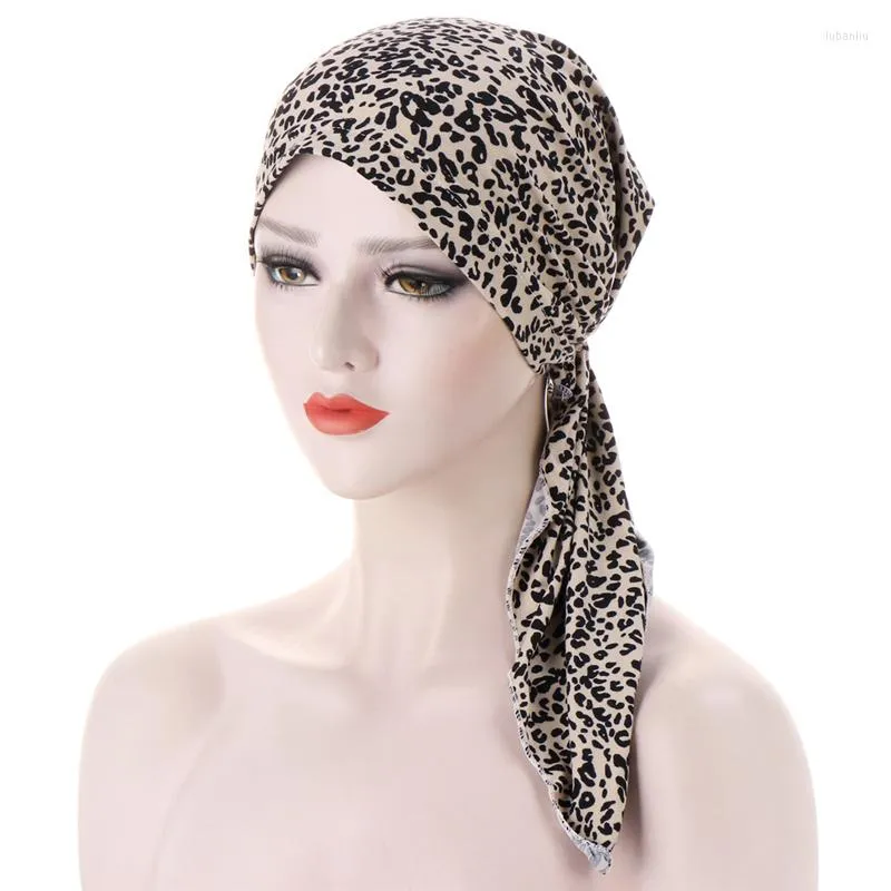 Halsdukar 2023 mode muslimska hijab mössor för kvinnor leopard tryck arab wrap head halsduk underkarva turbante mujer