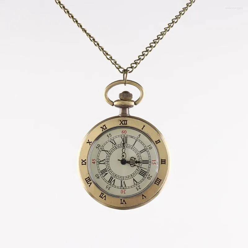 Pocket Watches Unique Men Women Vintage Watch Roman Numerals Fob Glass Dial Necklace Pendant Clock Time With Chain Character