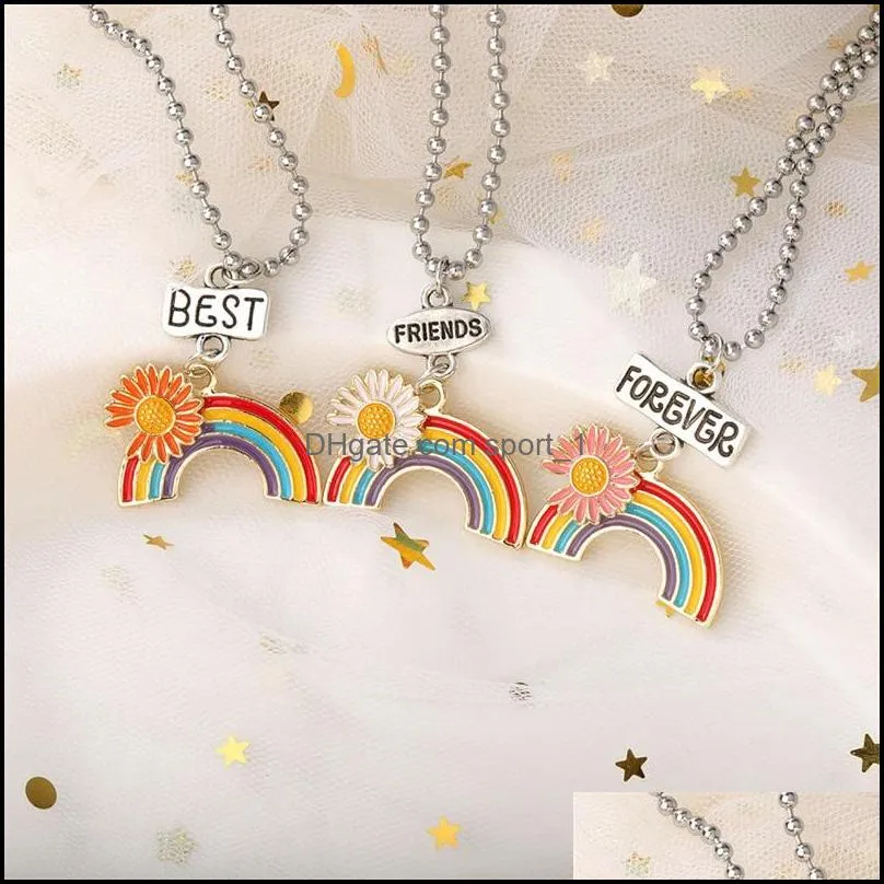 women stitching heart rainbow friendship couple necklace for girls fashion s friend pendant necklaces choker jewelry 3581 q2