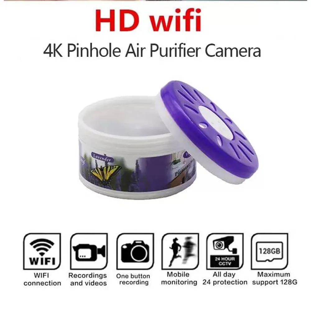 Caméras de purificateur d'air portables sans fil WiFi Nanny Cam 1080p Puce Super Low Air Purifier Camera avec enregistrement de signal IP WiFi par téléphone portable Security Cam PQ560