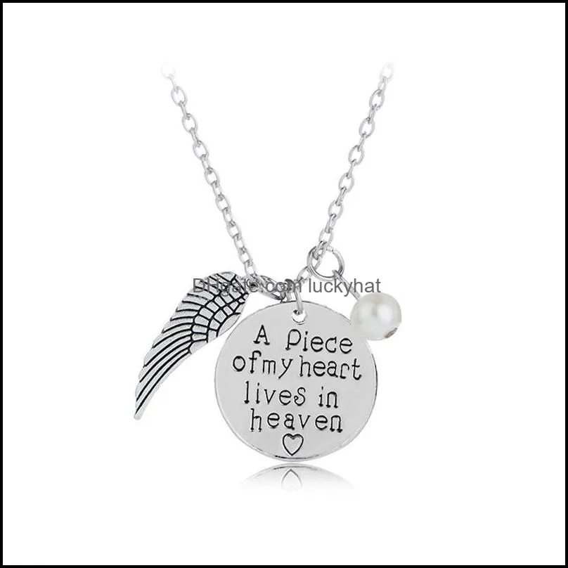 Pendant Necklaces Personalized Memorial Necklace Name Or Words A Piece Of My Heart Lives In Heaven Miscarriage Remembrance Jewelry G Ottne