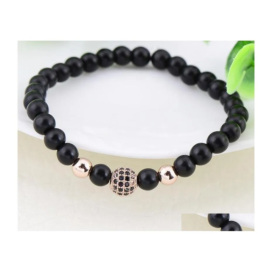 Braccialetti Charm Men Bracciale Brand Fashion Black Cz Natural Stone Matte perle Delivery Delivery Delivery Dhujn