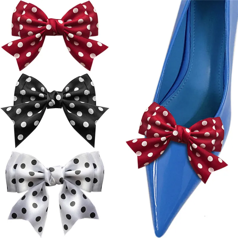 Shoe Parts Accessories Dots Bow Clips Detachable Women Classic Buckle Lolita Embellishment for High Heel Decor 2 Pcs 230201