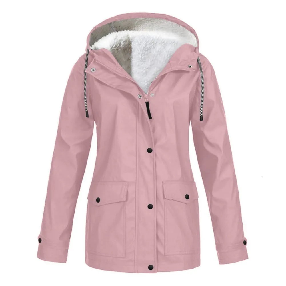 Women's Jackets Women's Autumn Winter Plus Velvet Outdoor Jacket Windproof Waterproof Mountaineering Hooded Coat 230202