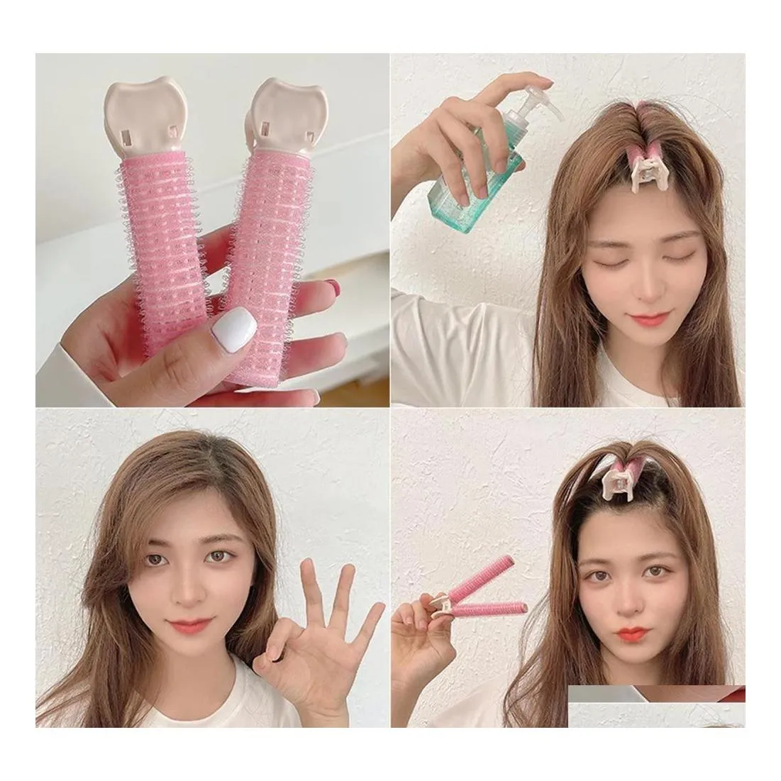 Andra heminredning naturliga fluffiga h￥rklipp Curlers Set Slee Over Night Reusable Root Women Girls Portable Styling Tools Drop Delivery G DHV9s