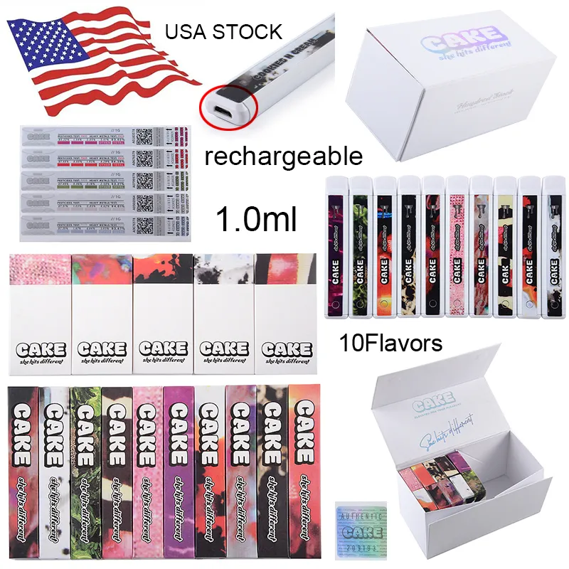 CAKE Gen 2 Rechargeable Disposable Vapes Pens E Cigarettes She Hits Differnt Empty 1.0ML Pods Vaporizers Carts In USA