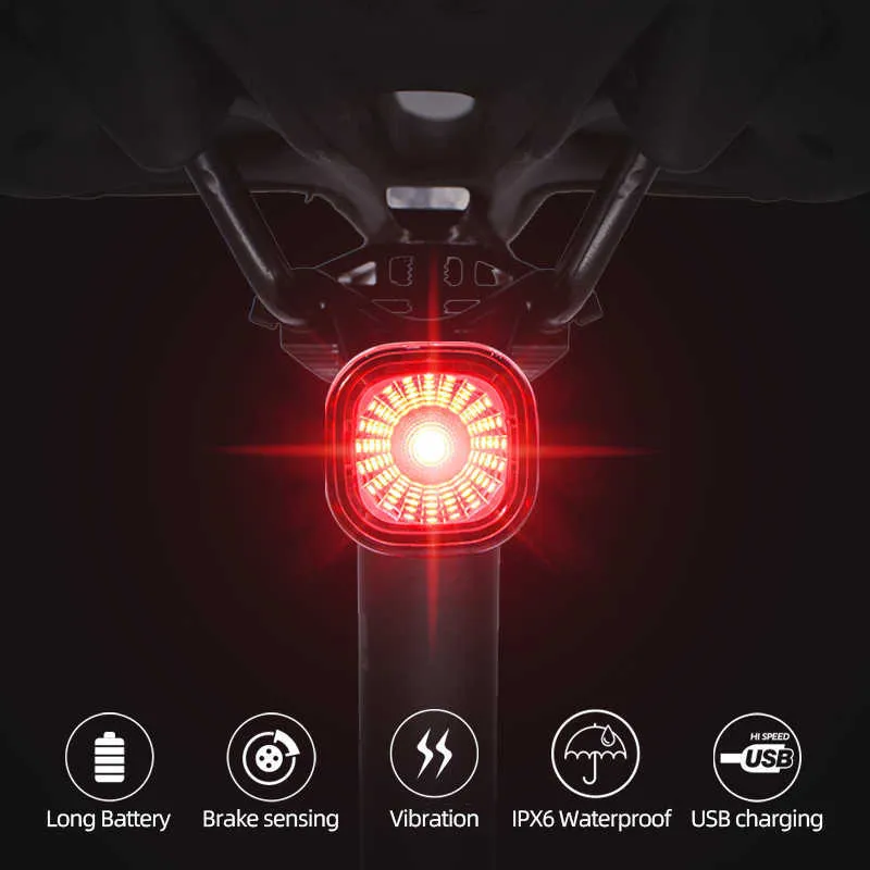 Lumières Smart détection de frein automatique feu arrière LED charge étanche cyclisme feu arrière accessoires de vélo lampe de vélo 0202