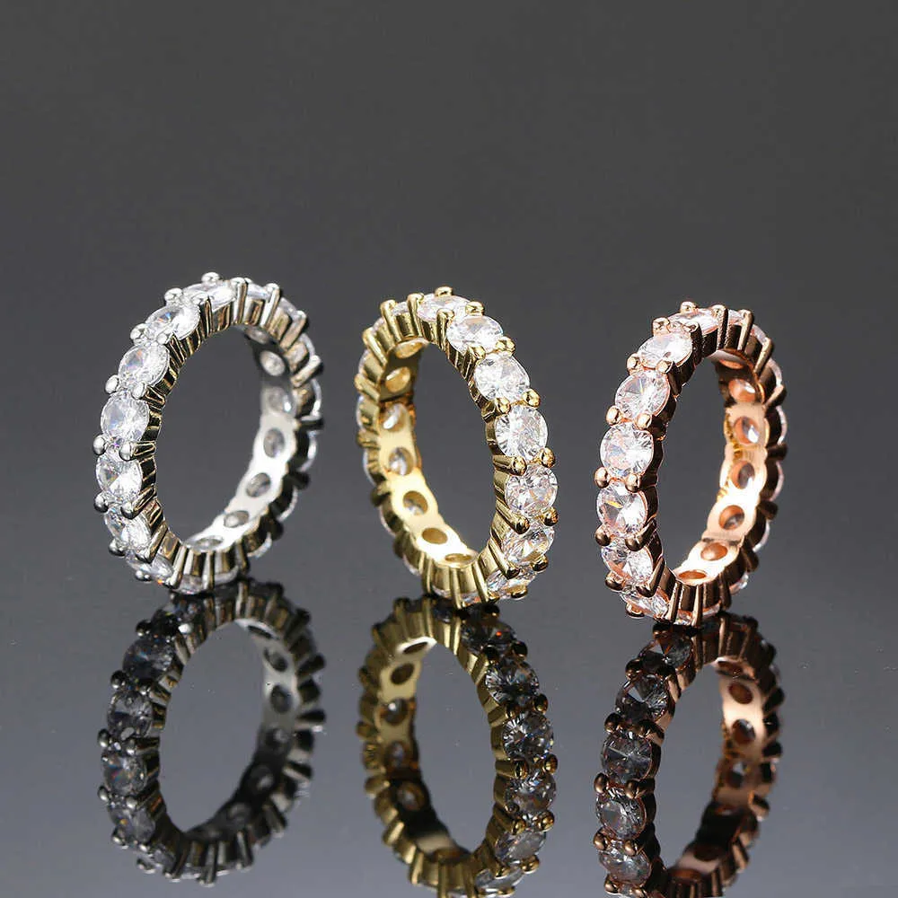 Band Rings Iced Out Ring for Women Punk Hiphop AAA+ Cubic Zirconia Gold Color Crystal Rings Accessories Hippie Jewelry Wholesale OHR051