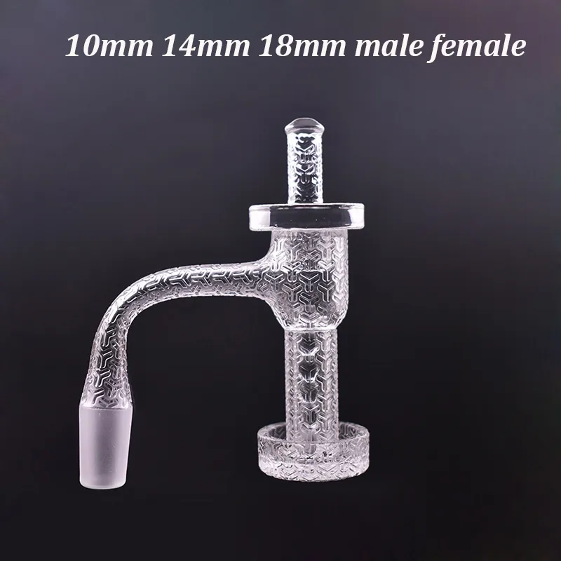 Quartz Oil Burner Pipe Beracky Sandblasted Beveled Edge with Cap Cone Terp Pearl 20mmOD Carving Pattern Quartz Charmer Banger Nails for Dab Rigs Bong Cheapest