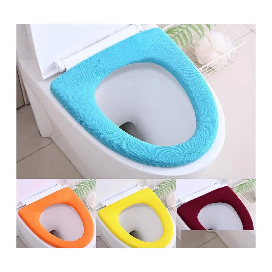 Couvre-sièges de toilettes Er Mat Couleur unie Chaud Doux Sièges ronds Couvercle Coussin Réutilisable Lavable Salle de bains Closestool Ers Vt1950 Drop Delivery H Dhd48