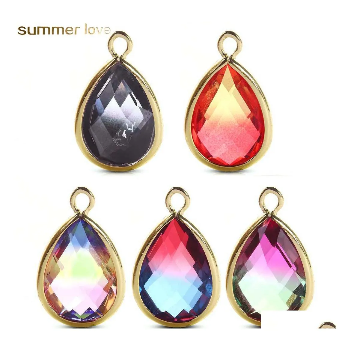 Charms Trendy Crystal Waterdrop f￶r halsbandsarmband smycken som g￶r gradient godisf￤rger Handcraft p￤rlor charm diy tillbeh￶r dro otbbc