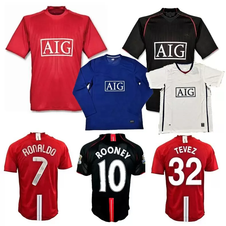 Save Big on Bulk Manchester United 2008 09 Jersey Retro Classic 2007 2008  2009 Soccer Jerseys Man Chester EVRA FERDINAND ROONEY SCHOLES RONALDO SAHA 