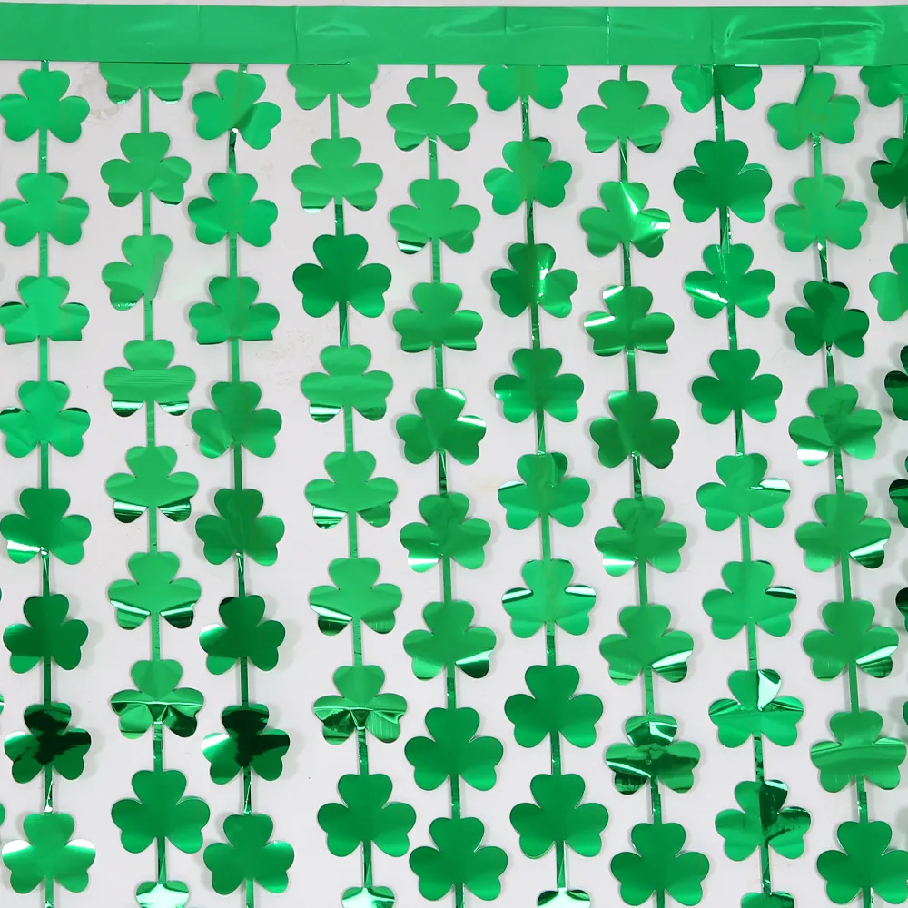 1 * 2M New St. Patrick's Day Cuitain Party Décoration Feuille Rideau Décorations De Fête Nuptiale De Douche Anniversaire Cadeau Toile De Fond 122175