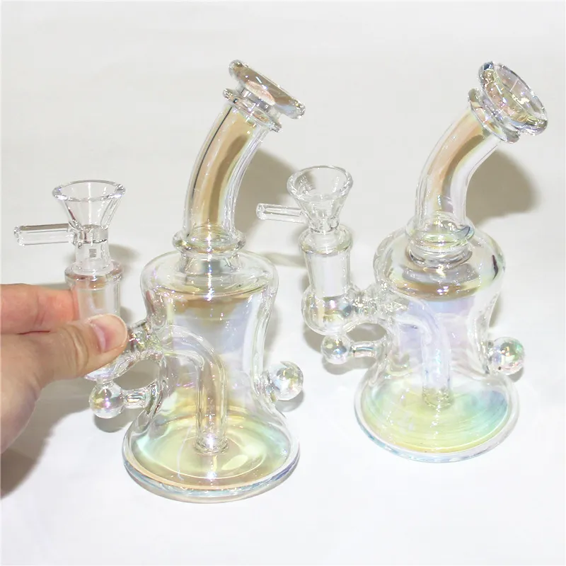 6,1 pouces Hookahs Bong en verre Mini Heady Dab Rigs Bubbler Beaker plate-forme pétrolière de recycleur de verre épais avec bol à fumer