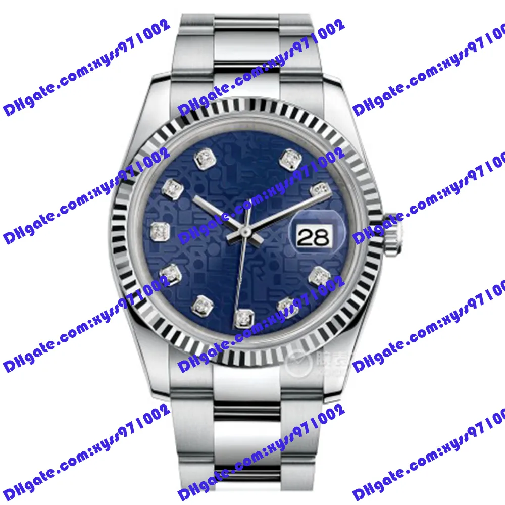 Högkvalitativ klocka 2813 Automatisk Mechanical Watch 36mm Blue Mönster Dial 116234 Women's Diamond Watch rostfritt stål Rem Sapphire Glass Business Men's Watch