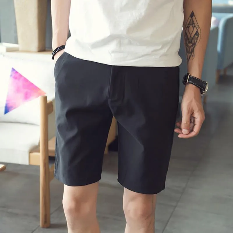 Heren shorts 2023 Men Menmode zomer dunne slanke fit klassieke fitness knie lengte mannelijke Korea stijl casual solide kleur w219