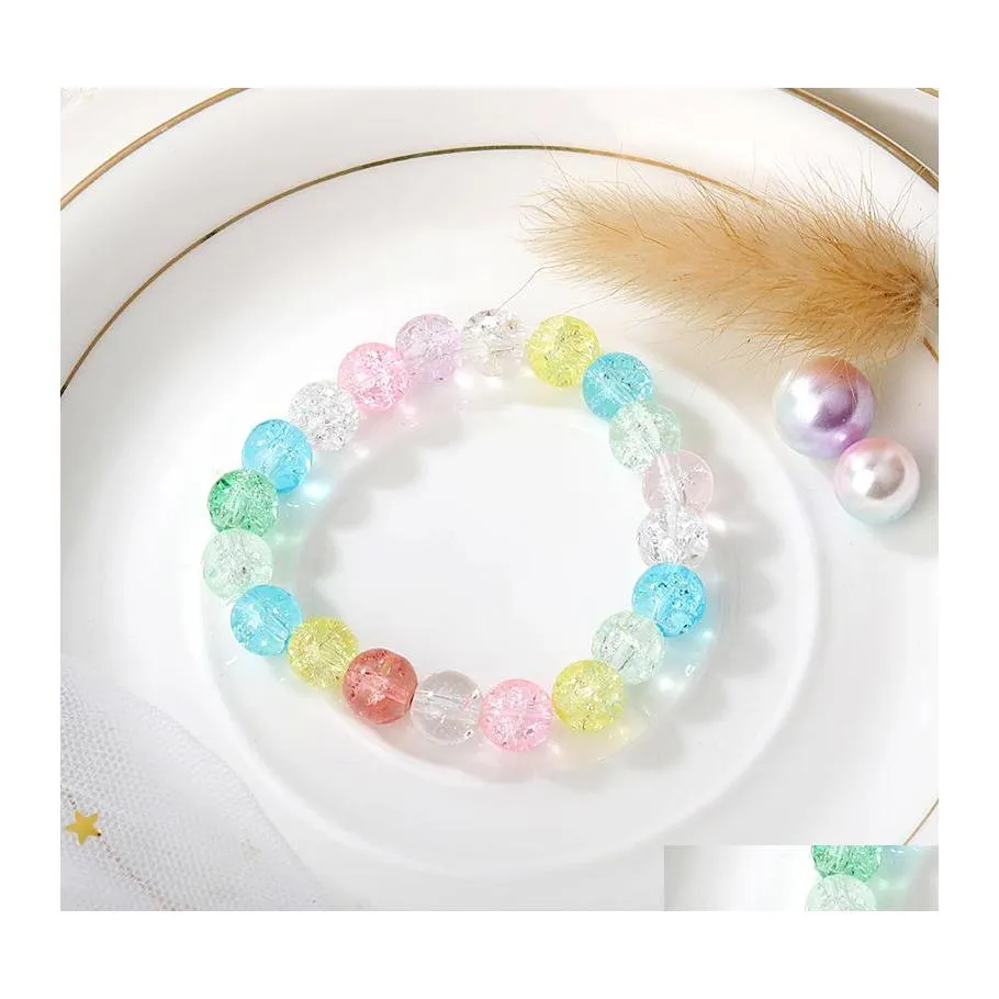 Perlenstränge Pop Kristall Perlen Armband für Kinder Schmuck Mode Niedliche Armbänder Studenten Mädchen Schmuck Drop Lieferung Ot3Qv