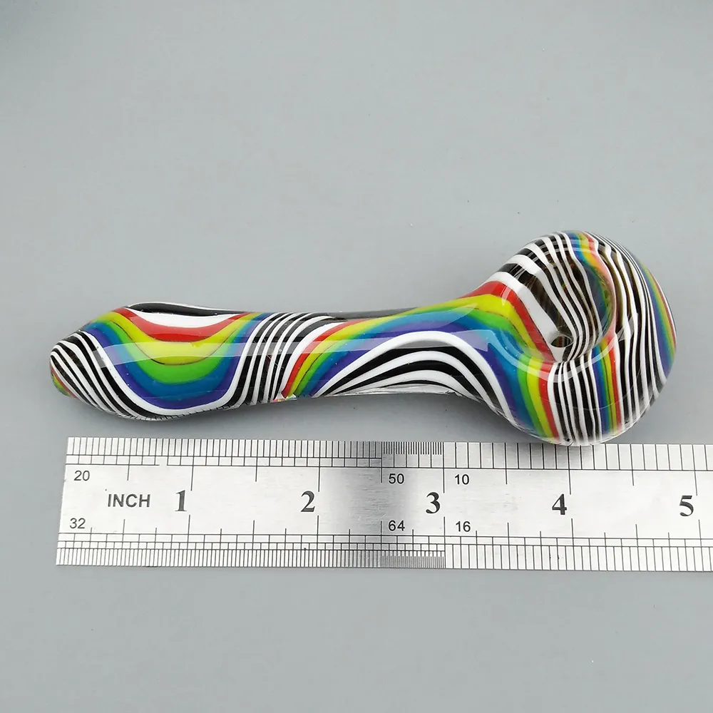 4.5 Inch glass pipe lollipop glass herb pipes accessories hand pipe Colorful Strips Tobacco Spoon Pipe Cool Smoking Glass Smoke Pipes
