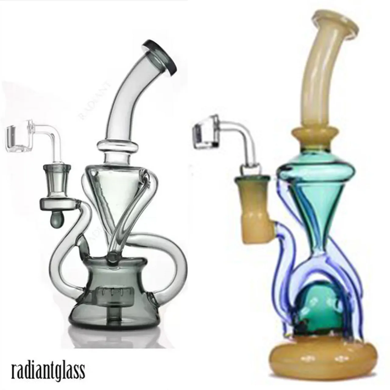 Waterpijp bong Dab Rig Wax Water Bong Heady Klein Recycler Bongs quartz banger waskolf cycloon bekerglas DabRigs